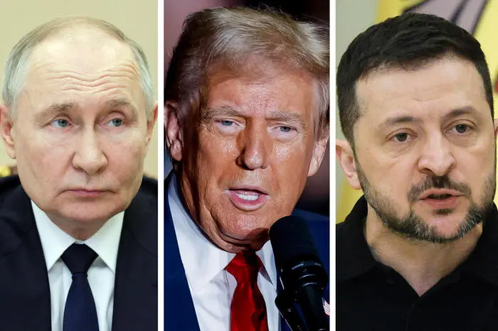 Nella combo, Vladimir Putin, Donald Trump e Volodymyr Zelensky. ANSA , ANSA