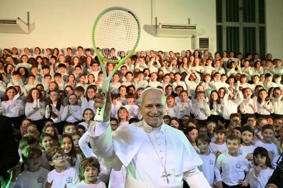Il Papa in visita alla Scuola pontificia Paolo VI a Castel Gandolfo. , ANSA