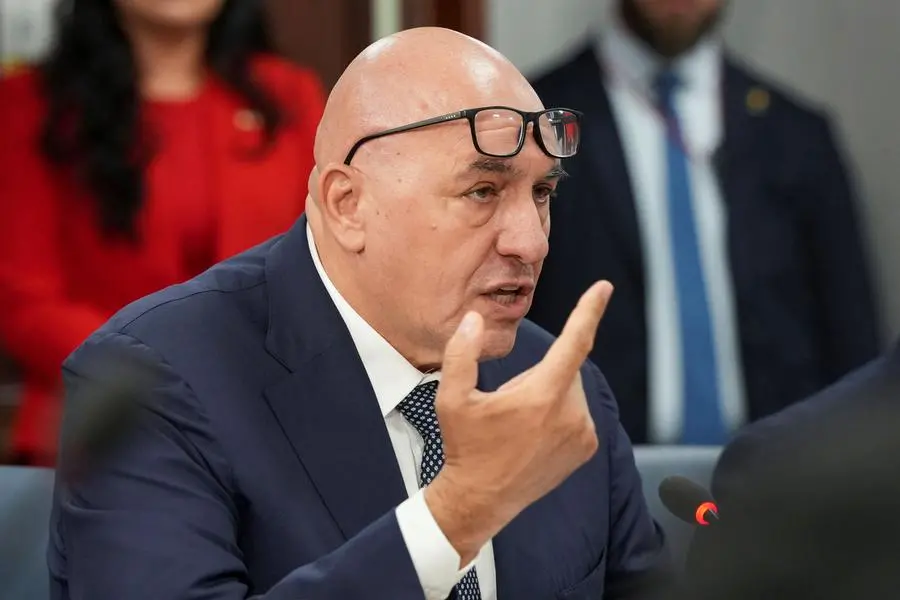 Italian Defense Minister Guido Crosetto speaks during a meeting with U.S. Defense Secretary Pete Hegseth at the Pentagon, in Washington, D.C., U.S., June 15, 2026. REUTERS/Ken Cedeno