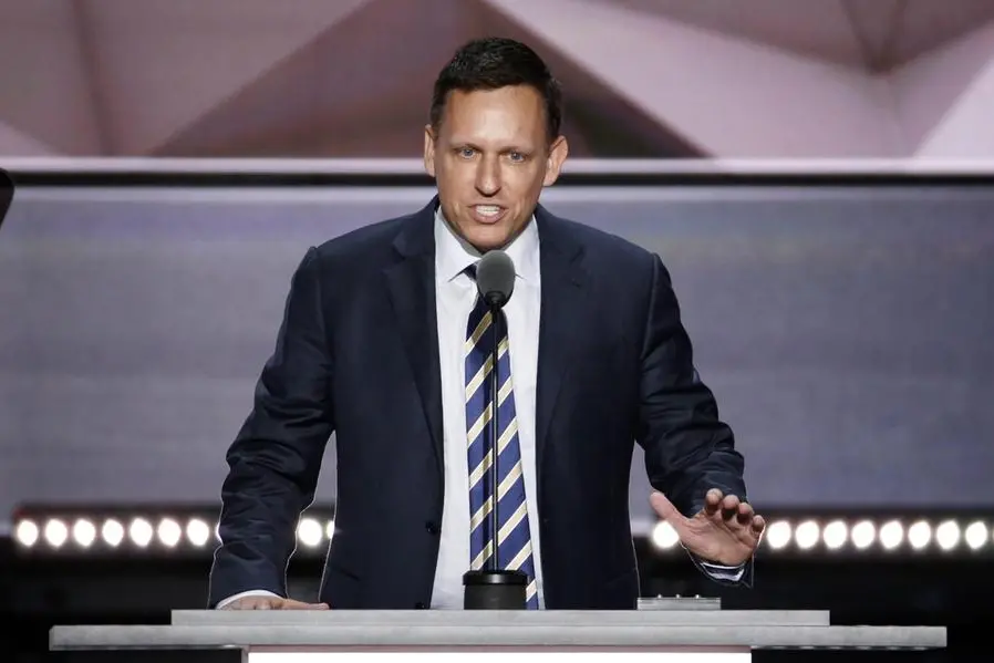Peter Thiel interviene al Quicken Loans Arena durante l\\u2019ultimo giorno della Convention repubblicana del 2016 a Cleveland, conclusa con la candidatura di Donald Trump alla presidenza , Ansa