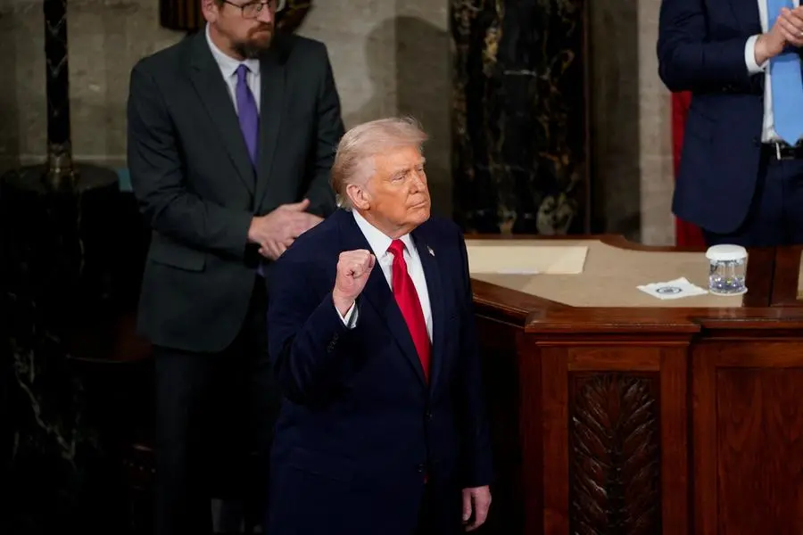 Il presidente Donald Trump durante il discorso sullo Stato dell\\'Unione. , REUTERS