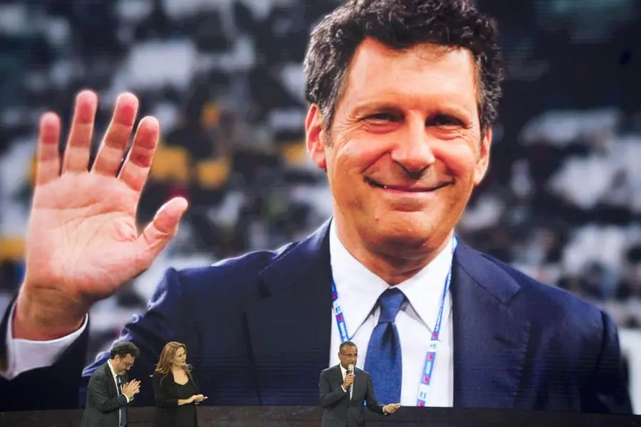 Il ricordo Fabrizio Frizzi nel corso della presentazione dei palinsesti autunnali Rai a Roma il 5 luglio 2018 , ANSA