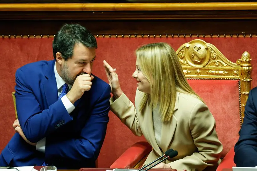 Matteo Salvini con Giorgia Meloni , ANSA