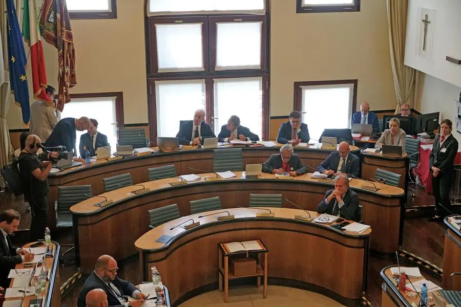 L\\'aula del Consiglio Regionale del Veneto durante il dibattito sulla legge regionale per il fine vita assistito, a palazzo Ferro Fini, Venezia , ANSA