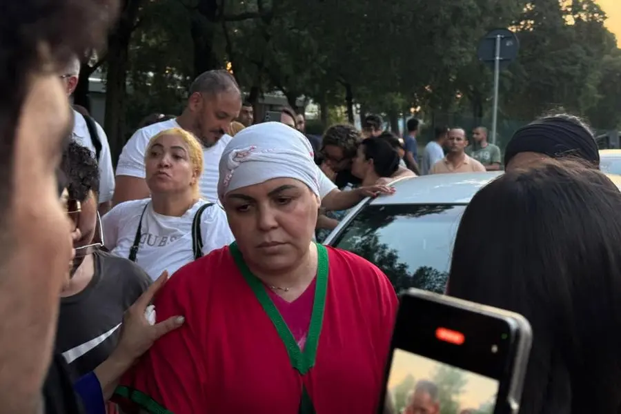 Abderrahim Fakir's sister during the demonstration for her brother at Pilastro in Bologna