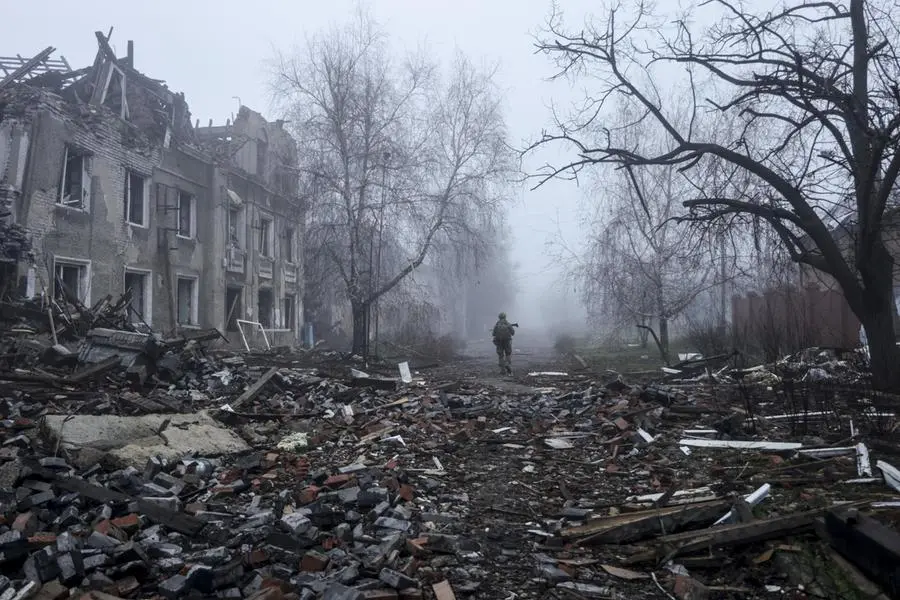 Kostyantynivka, nel Donetsk, distrutta dalle forze russe.