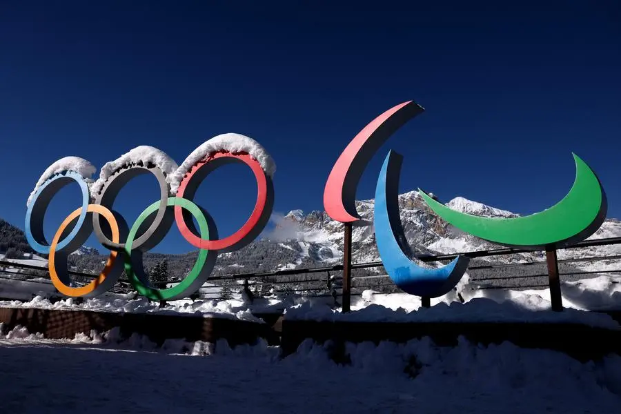 Il loghi di Olimpiadi e Paralimpiadi a Cortina , REUTERS