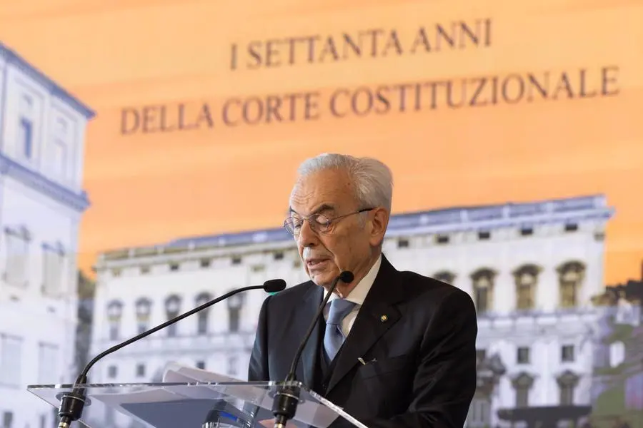 L\\'intervento di Giovanni Amoroso, Presidente della Corte costituzionale, in occasione della Cerimonia dei settant\\u2019anni della Corte costituzionale , Roma, 23 Aprile 2026. ANSA/US QUIRINALE AMMENDOLA , ANSA