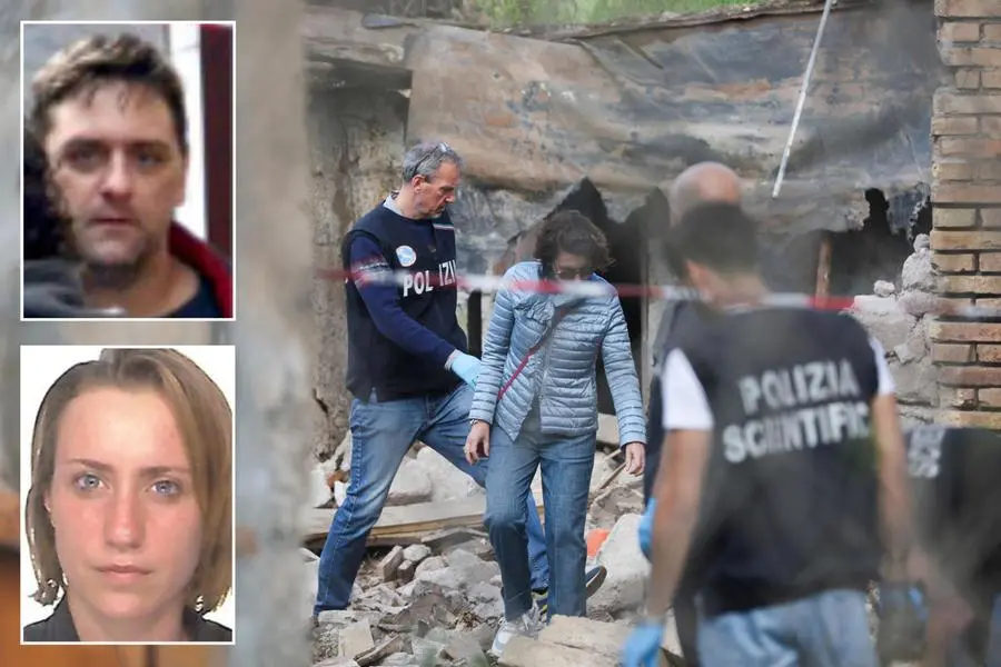 Alessandro Mercogliano e Sara Ardizzone in un montaggio con il luogo del crollo in cui hanno perso la vita, Roma, 20 marzo 2026. , ANSA
