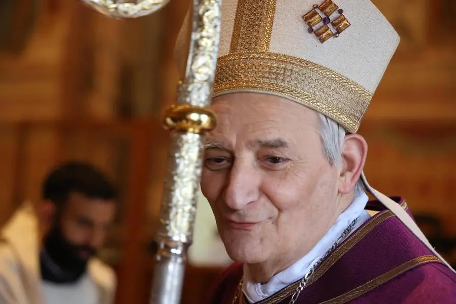 Il cardinale zzz Zuppi oggi ad Assisi presiede la messa di chiusura del mese di ostensione delle spoglie di San Francesco, 22 marzo 2026 ANSA / Gianluigi Basilietti (generica, simbolica, gestures )