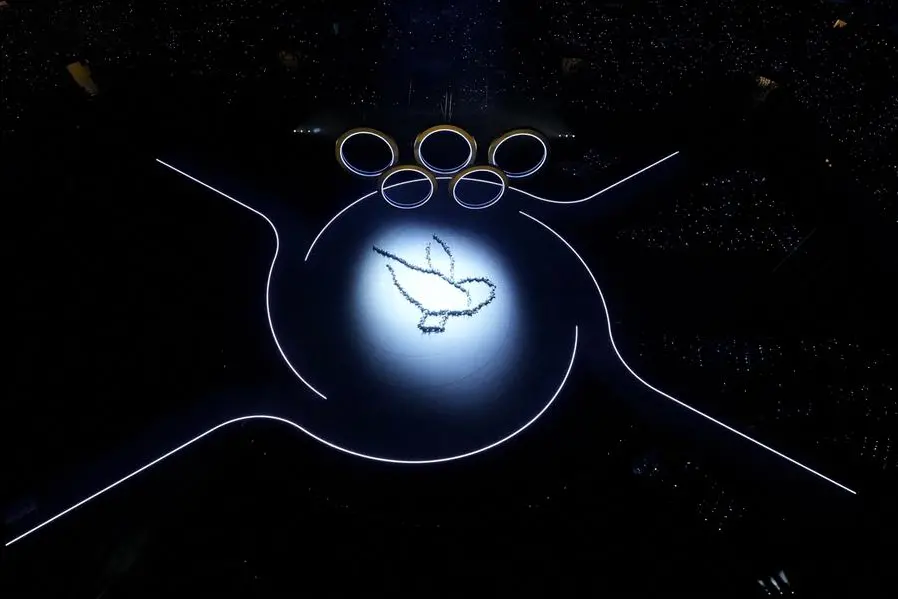 Milano Cortina 2026 Olympics - Opening Ceremony - San Siro Stadium, Milan, Italy - February 06, 2026. General view as performers create the image of a dove to symbolise peace during the opening ceremony REUTERS/Pawel Kopczynski