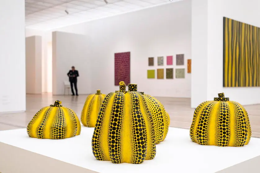 epa12444685 The artwork 'Pumpkin' of Japanese artist Yayoi Kusama is on display at the Fondation Beyeler in Riehen, Switzerland, 10 October 2025. The exhibition runs from 12 October 2025 to 25 January 2026. EPA/ANDREAS BECKER