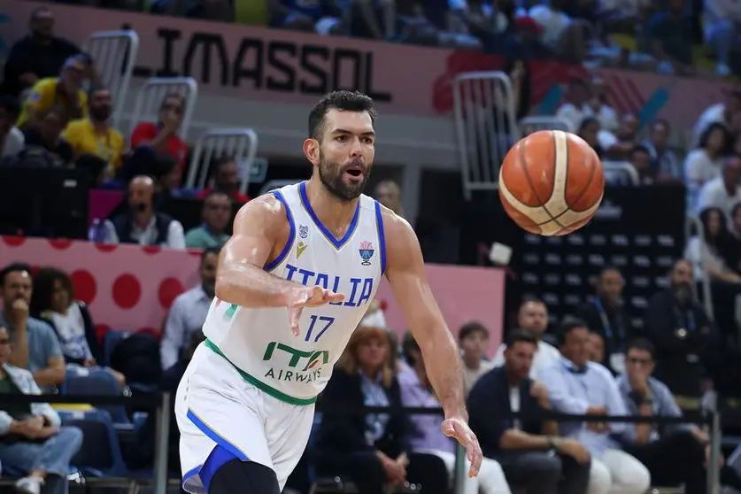 epa12346998 Italy's Giampaolo Ricci in action during the FIBA ​​EuroBasket 2025 group C basketball match between Italy and Spain in Limassol, Cyprus, 02 September 2025. EPA/GEORGI LICOVSKI POLAND OUT