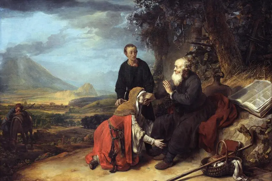 DFMH6F Gerbrandt van den EECKHOUT - Prophet Elisha and the woman of shunem - 1644 - Museum of Fine Arts - Budapest, Hungary. Image shot 1644. Exact date unknown. , ipa