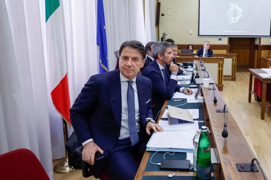 Giuseppe Conte durante l\\'audizione presso la commissione d\\'inchiesta sull\\'emergenza Covid. ANSA/FABIO FRUSTACI , ANSA