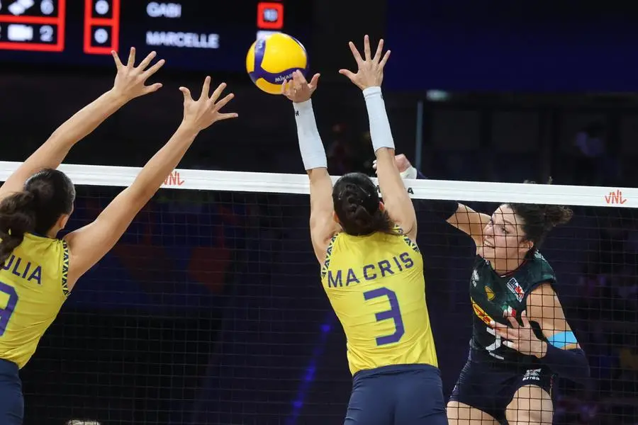 La schiacciata di Alice Degradi, durante Italia-Brasile FIVB Volleyaball Nations Legague 2025, manifestazione vinta dalle azzurre. , EPA