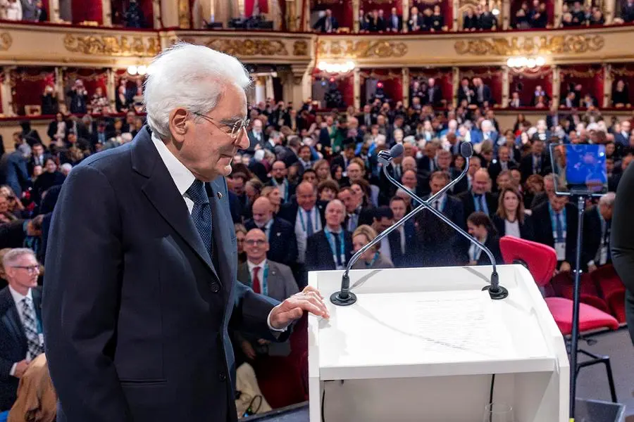 Il Presidente della Repubblica Sergio Mattarella al Teatro alla Scala per l'apertura della 145ma sessione del Comitato Olimpico Internazionale