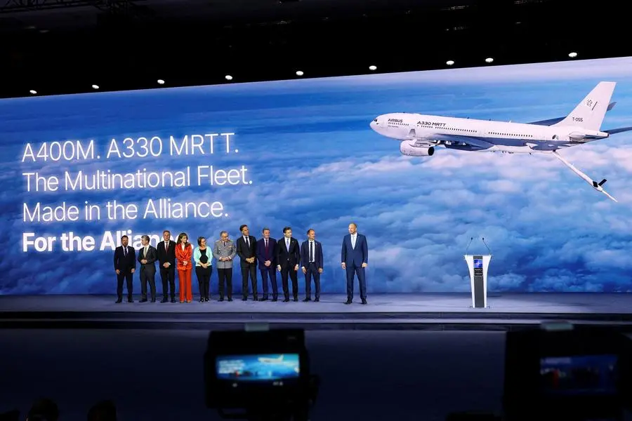 Belgian Defense Minister Theo Francken and NATO Secretary General Mark Rutte on stage during defense investment announcements, at the NATO Summit Defense Industry Forum, on the sidelines of the NATO Leaders' Summit in Ankara