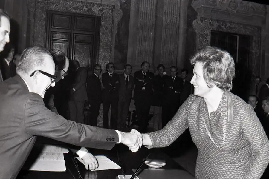 Tina Anselmi, prima donna alla guida di un ministero, nel 1976. , ANSA