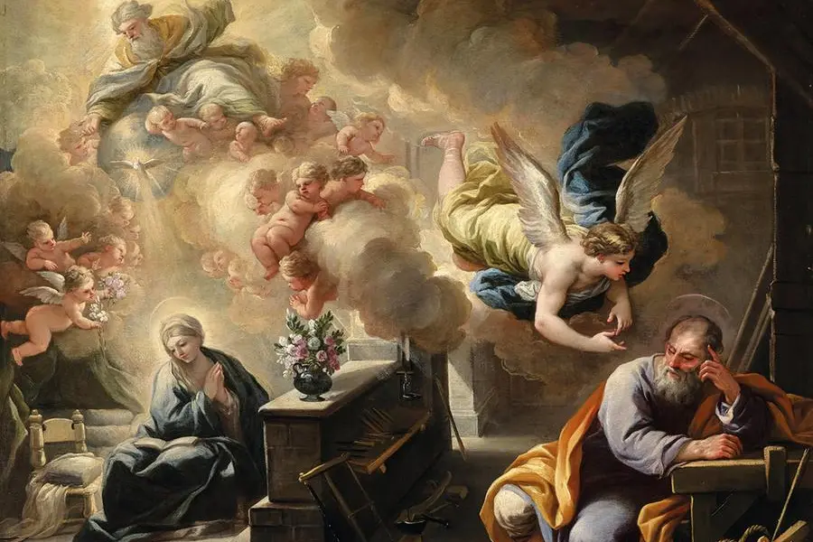 The Dream of St. Joseph, Luca Giordano (Italian, 1632-1705), about 1700, oil on canvas, 46-5/8 x 54-1/4 in. (canvas) approximately 57-1/2 x 64-1/2 x 4 in. (framed), European Painting and Sculpture Before 1800 , Penta Springs Limited