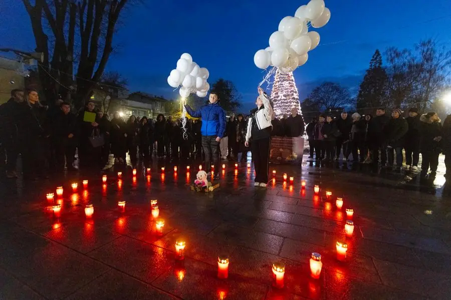 Una veglia in solidariet\\u00E0 con le vittime della tragedia di Crans-Montana , EPA