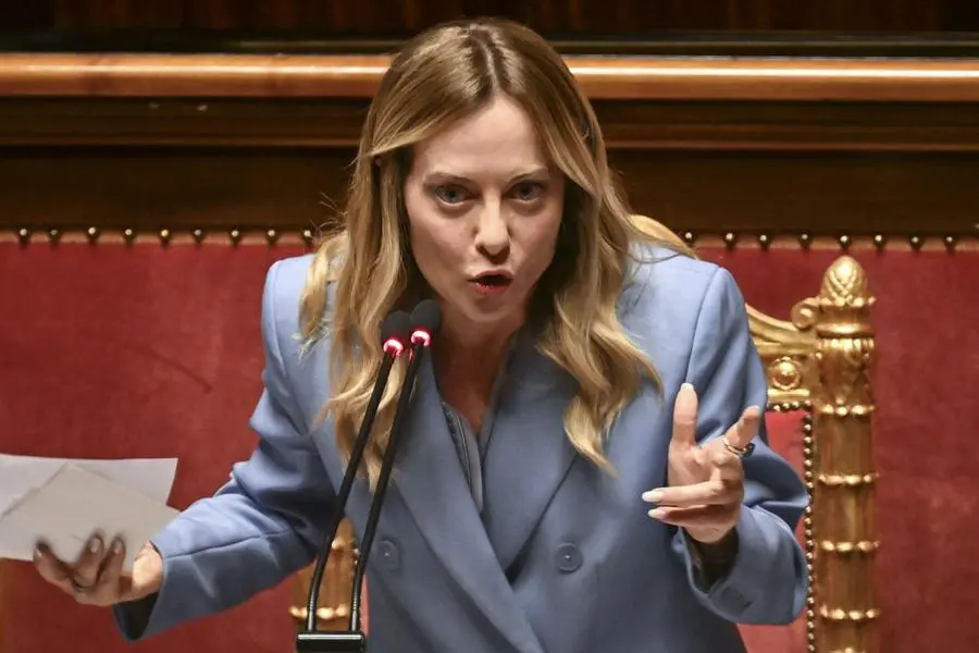 La Presidente del Consiglio Giorgia Meloni in Senato durante il dibattito in vista del prossimo Consiglio europeo , ANSA