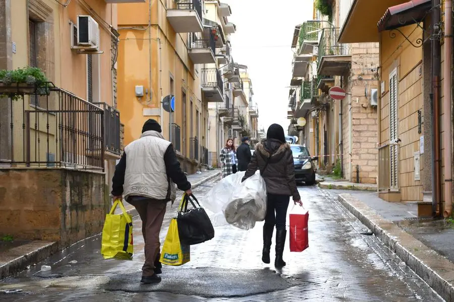 People forced to leave their homes, businesses and professional offices due to the landslide in Niscemi, Caltanissetta, which makes the areas close to the historic centre, the Trappeto and Sante Croci areas, increasingly dangerous