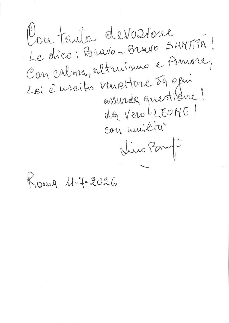 La poesia scritta da Lino Banfi e dedicata a papa Leone XIV