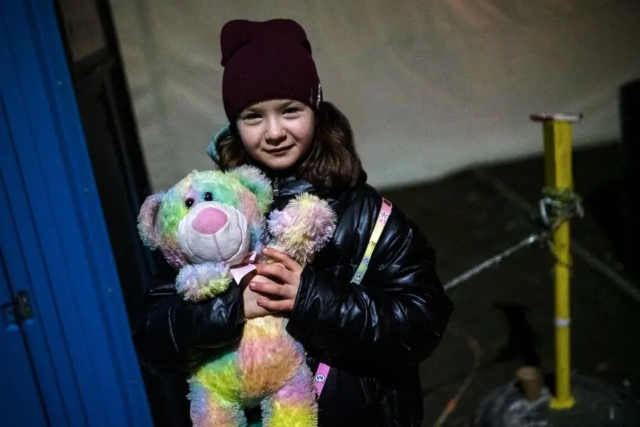A displaced Ukrainian girl.