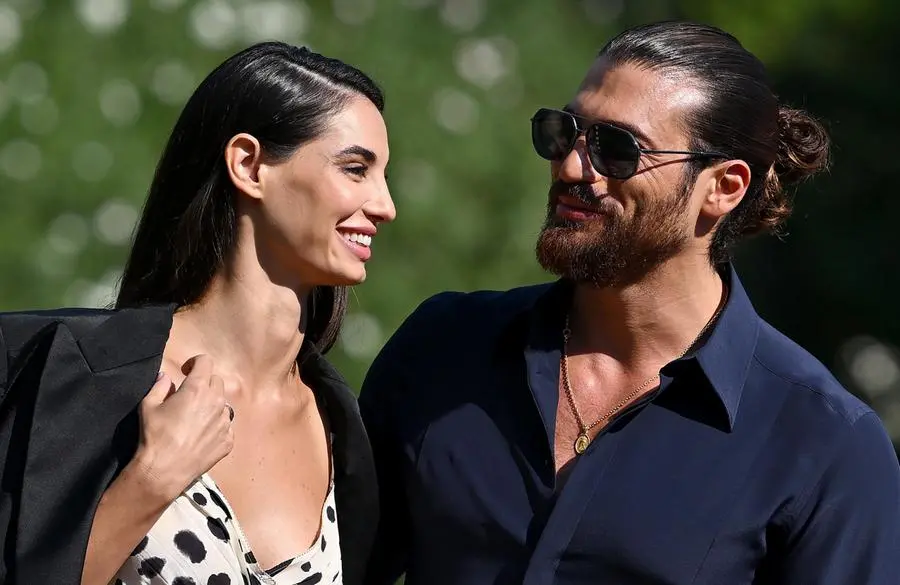 Actors Can Yaman (R) and Francesca Chillemi arrive at the Lido Beach for the Venice International Film Festival, in Venice, Italy, 04 September 2022. The 79th edition of the Venice Film Festival runs from 31 August to 10 September 2022. ANSA/ETTORE FERRARI