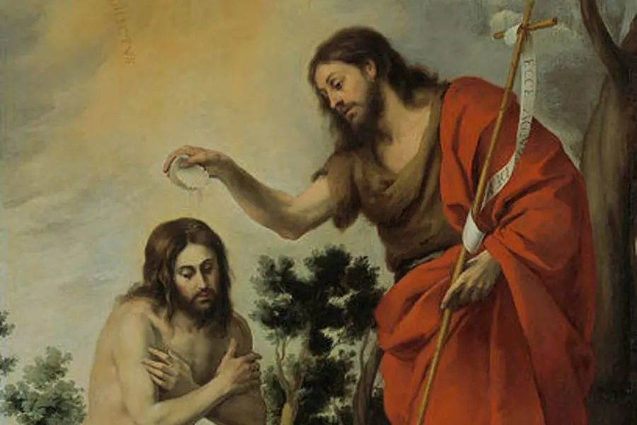 San Giovanni Battista mentre battezza Ges\\u00F9 al fiume Giordano