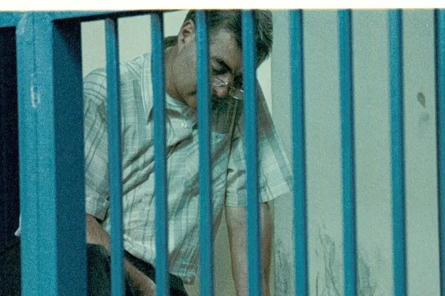 Il boss Nitto Santapaola, morto il 2 marzo all\\'et\\u00E0 di 87 anni, durante una pausa di una udienza a Caltanissetta, in una immagine di archivio , ANSA