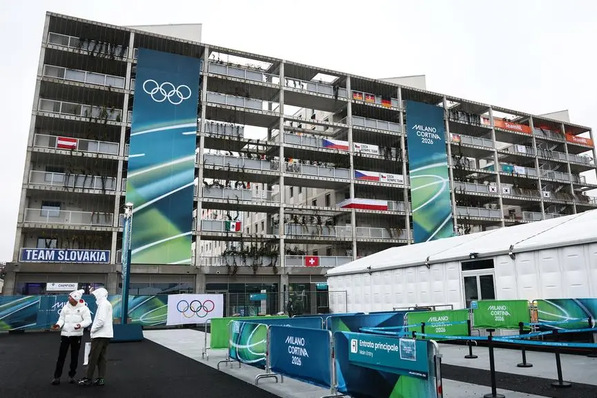 Milano Cortina 2026 Winter Olympics - Press Visit at the Olympic and Paralympic Athletes' Village - Milan, Italy - February 3, 2026 General view outside the Olympic and Paralympic Athletes' Village REUTERS/Yara Nardi