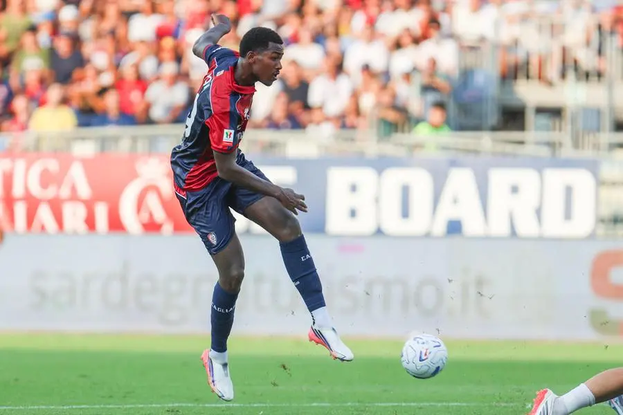 L\\'attaccante del Cagliari Yael Trepy durante la partita di Coppa Italia Cagliari-Arezzo del 14 agosto 2026. , ANSA