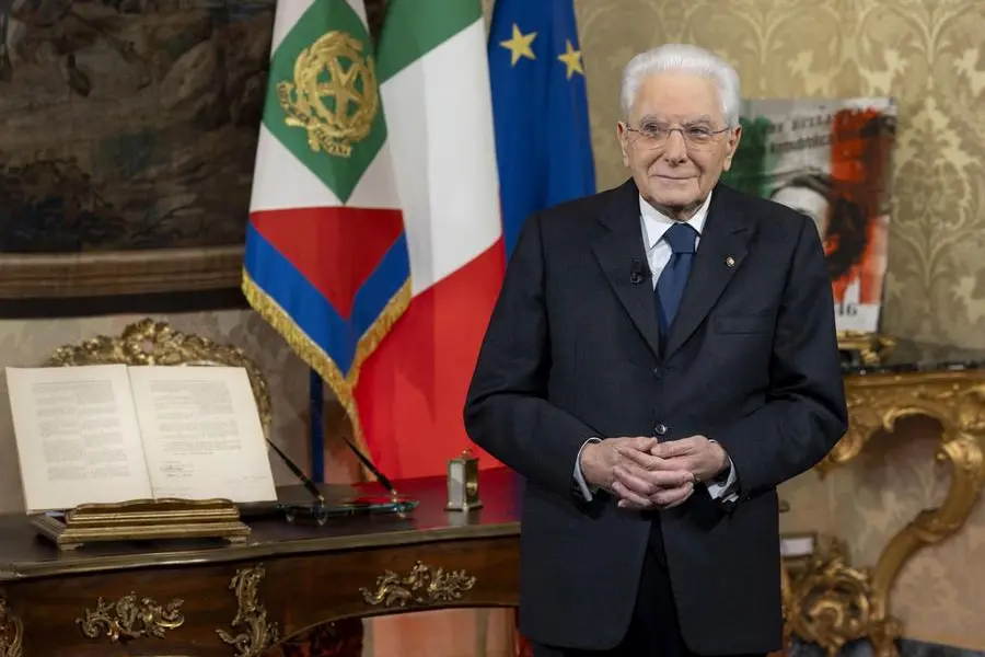 The President of the Republic Sergio Mattarella during his end-of-year speech, Rome, 31 December 2025. Ansa/Paolo Giandotti - Office for Press and Communication of the Presidency of the Republic +++ NPK +++ EDITORIAL USE ONLY, NO SALES ++++