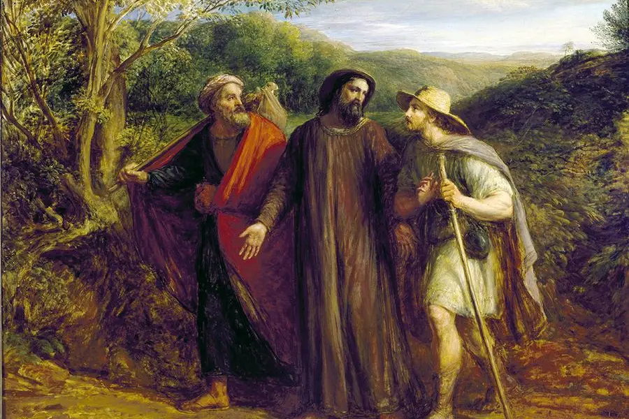 AMO1217788 Christ\\\\\\'s Appearance to the Two Disciples journeying to Emmaus, 1835 (oil on panel) by Linnell, John (1792-1882); 56x78 cm; Ashmolean Museum, University of Oxford, UK; \\u00A9 Ashmolean Museum . , Bridgeman Images