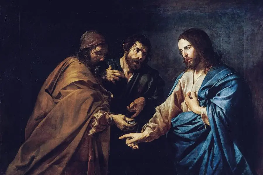2RTMG70 Valentin de Boulogne, The Tribute to Caesar, painting in oil on canvas, circa 1620 , ipa